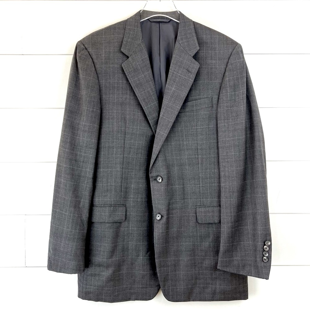 HICKEY-FREEMAN Boardroom‎ 42L 100% Wool Windowpane Blazer Jacket USA B104